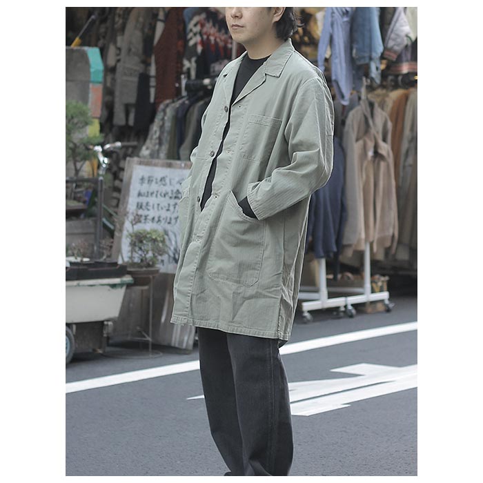 割引価格 ショップコート オアスロウ orSlow グリーン SHOP ヘリンボーン ジャケット・アウター