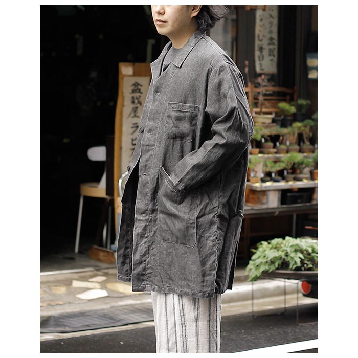 【美品】orSlow オアスロウ ロングコート アウター 黒 orSlow オアスロウ ショップコート 00-6024-51 レディース【送料