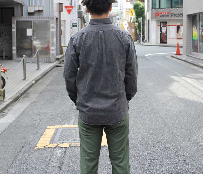 orSlow オアスロウ ボタンダウンシャツ ブラックデニム ストーン