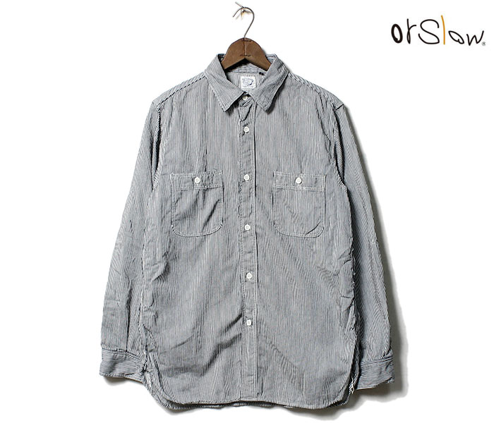 高評価レビュー オアスロウ orSlow シャツ ストライプ ヒッコリー ワークシャツ トップス