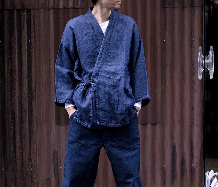 orSlow オアスロウ 作務衣 キモノジャケット デニム リネン ワン orSlow オアスロウ 作務衣 キモノジャケット デニム リネン ワン