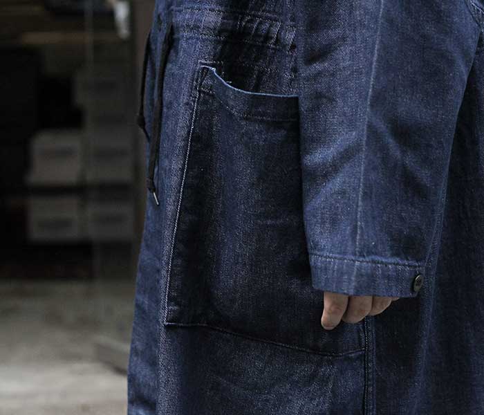 orSlow オアスロウ ノーカラーコート デニム フィッシュテイル orSlow オアスロウ ノーカラーコート デニム フィッシュテイル
