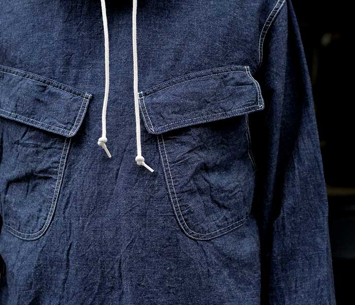 orSlow オアスロウ USネイビー デニム サルベージ フーデッド