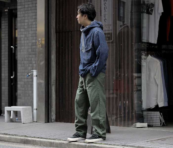 orSlow オアスロウ USネイビー デニム サルベージ フーデッド