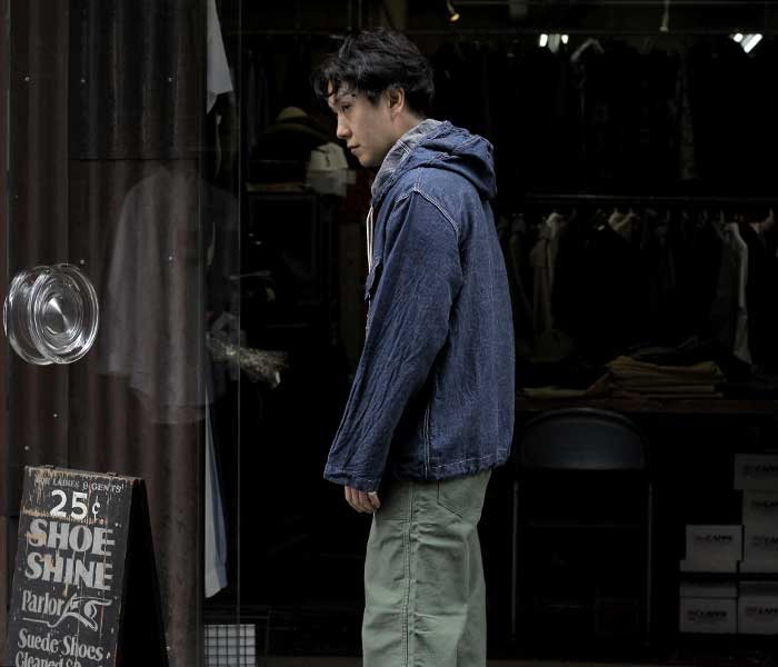 orSlow オアスロウ USネイビー デニム サルベージ フーデッド