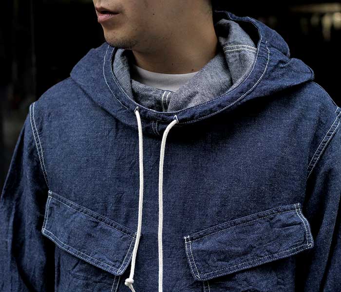 orSlow オアスロウ USネイビー デニム サルベージ フーデッド