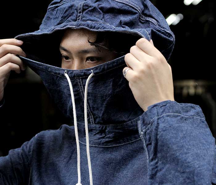 orSlow オアスロウ USネイビー デニム サルベージ フーデッド