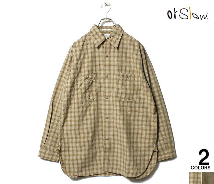 orSlowコットンチェックシャツ orSlow Standard Button Down Shirt Soft Subtly Brushed Mini