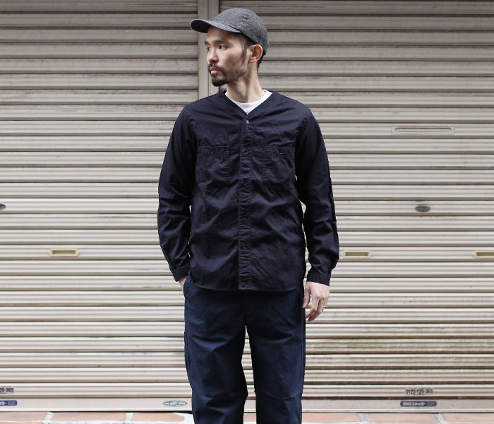 orSlow オアスロウ ノーカラーシャツ ネイビー NO COLLAR SHIRT orSlow オアスロウ ノーカラーシャツ ネイビー NO COLLAR SHIRT