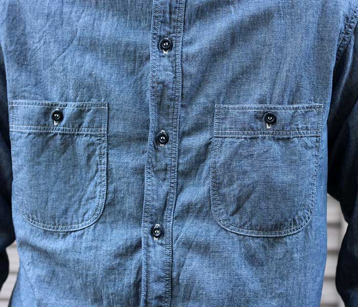 美品 orslow オアスロウ ノーカラーヒッコリー シャツ ジャケット 2