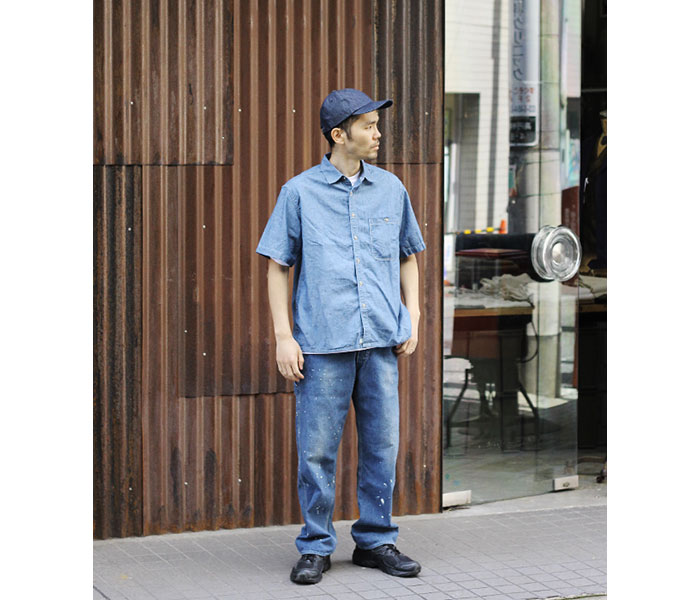 美品 オアスロウ 半袖 シャンブレーシャツ ボックスシルエット 4(XL) 美品 オアスロウ 半袖 シャンブレーシャツ ボックスシルエット 4