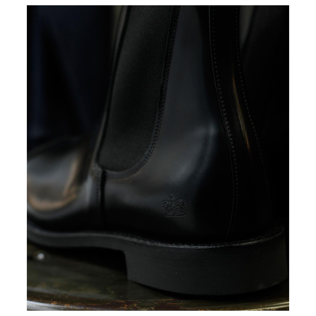 【極美品】サンダース サイドゴアブーツ UK5 サンダース MILITARY CAP TOE CHELSEA BOOT BLACK サイドゴア