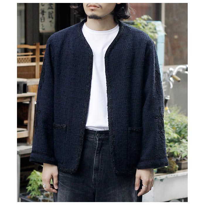 【通販激安】 ミックス SARTO サルト ツイード MIX ジャケット ノーカラー ジャケット・アウター