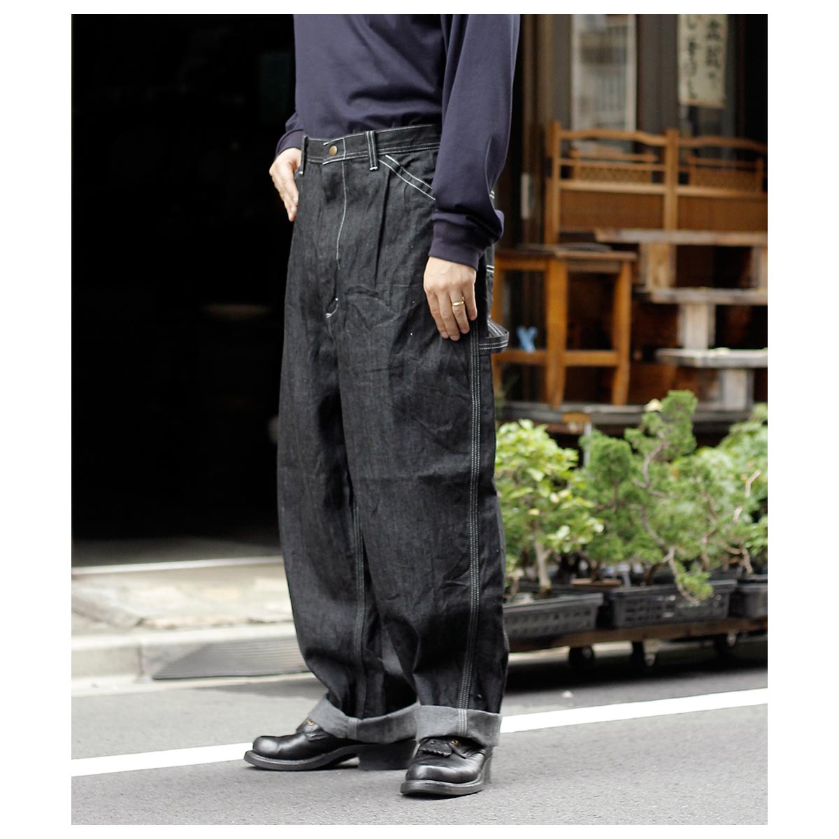 スキュー SKEWed ブラックデニム ペインターパンツ 11W PAINTER