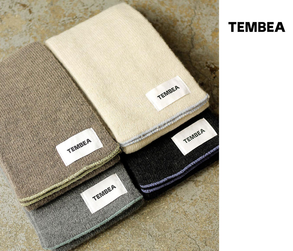 【未着用】TEMBEA　マフラー　CHARCOAL/LAVENDER TEMBEA（テンベア）マフラー チャコール/ラベンダー｜ファッション小物