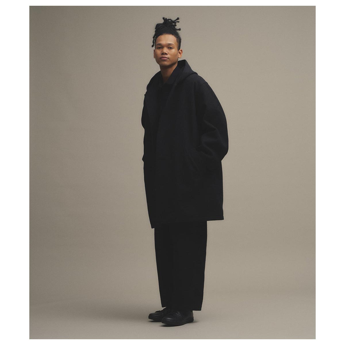 ザ デイ THE DAY ウールナイロン メルトン フーデット コート WOOL