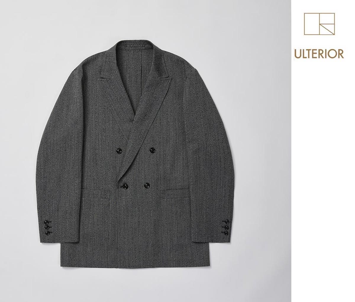 アルテリア ULTERIOR ウール/和紙 ヘリンボーン ダブルジャケット WOOL