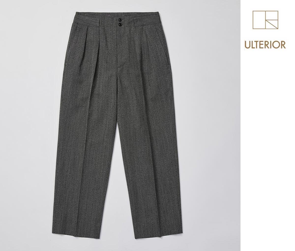 アルテリア ULTERIOR ウール 和紙 ヘリンボーン タック トラウザー