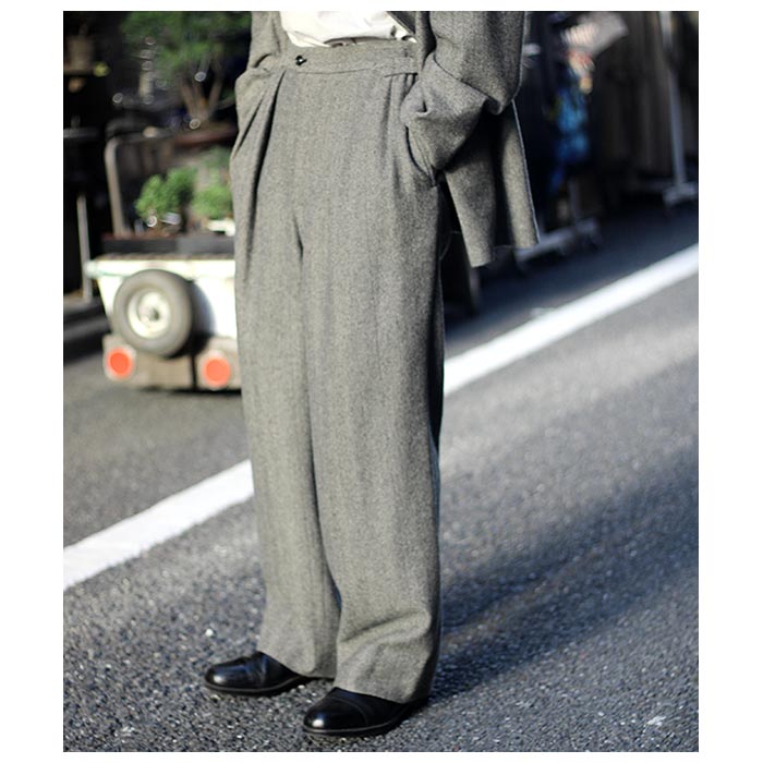 アルテリア ULTERIOR ウールシルク ヘリンボーン ワイドパンツ