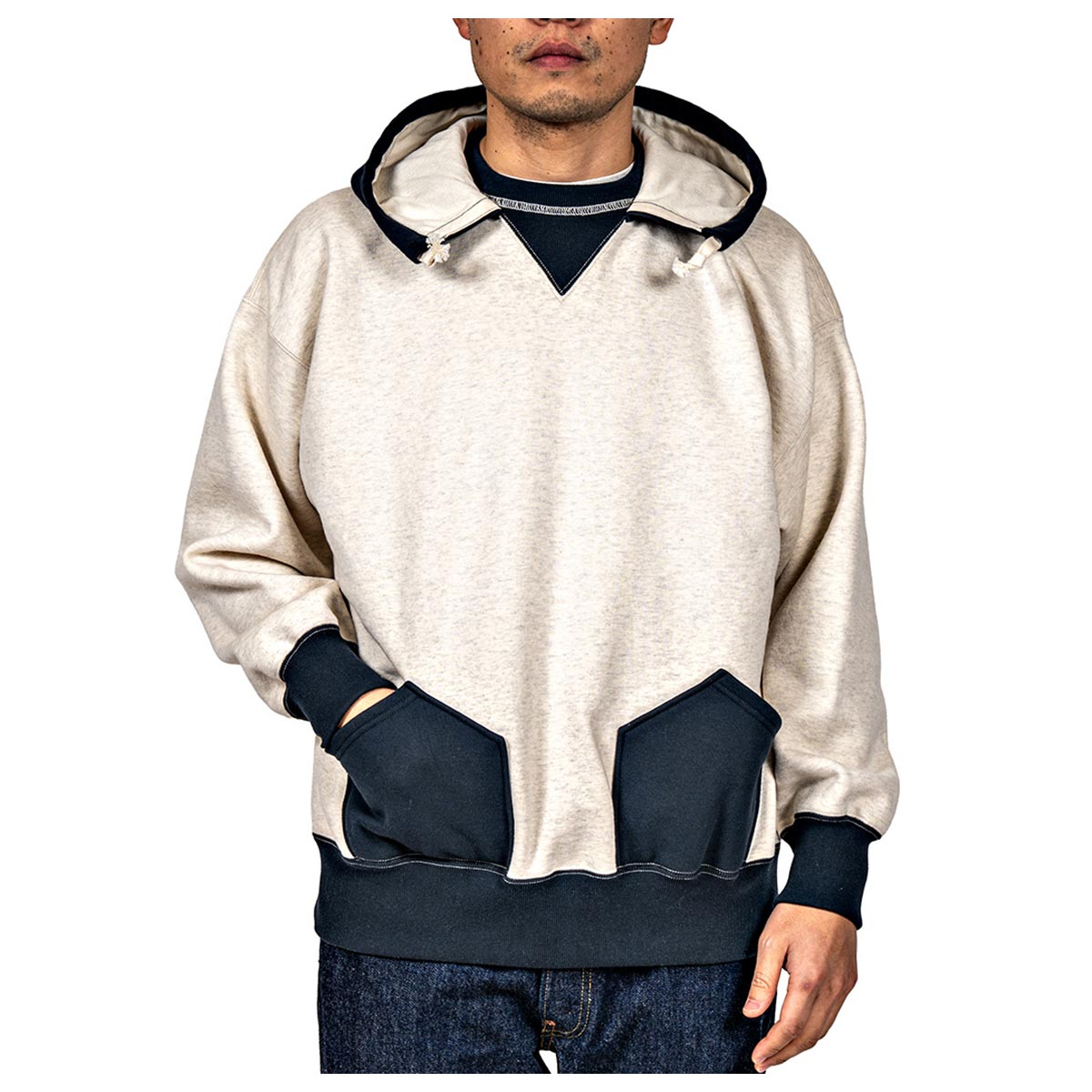 【アンドフェブ別注】INTERIM 後付けパーカー Vガゼット付き スウェット WAREHOUSE ジョングラッコー ウエアハウス JG-CS13 Fakie