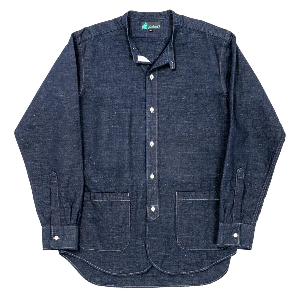 ワーカーズ WORKERS バンドカラーシャツ Band Collar Shirt Indigo