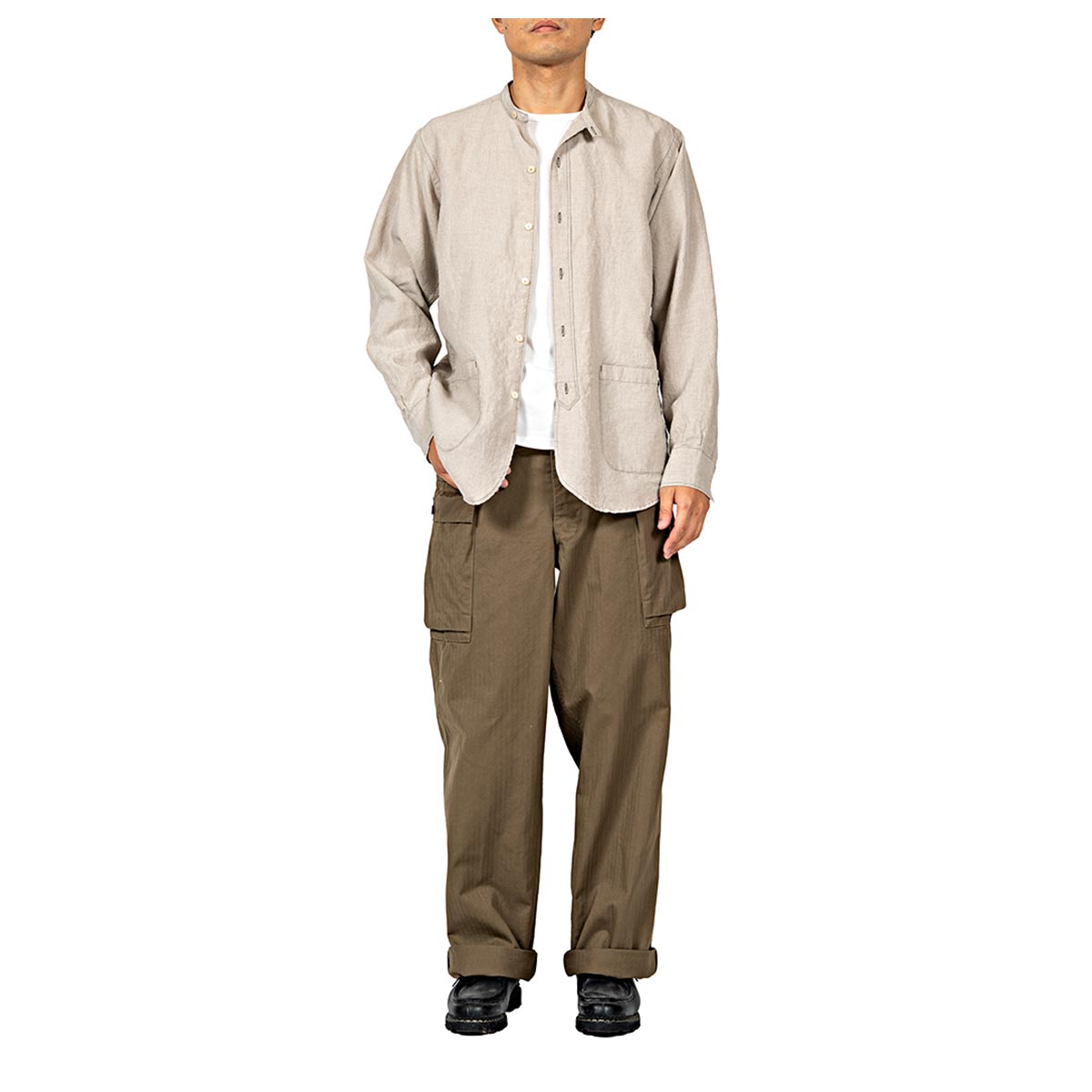 ワーカーズ WORKERS バンドカラーシャツ Band Collar Shirt Indigo