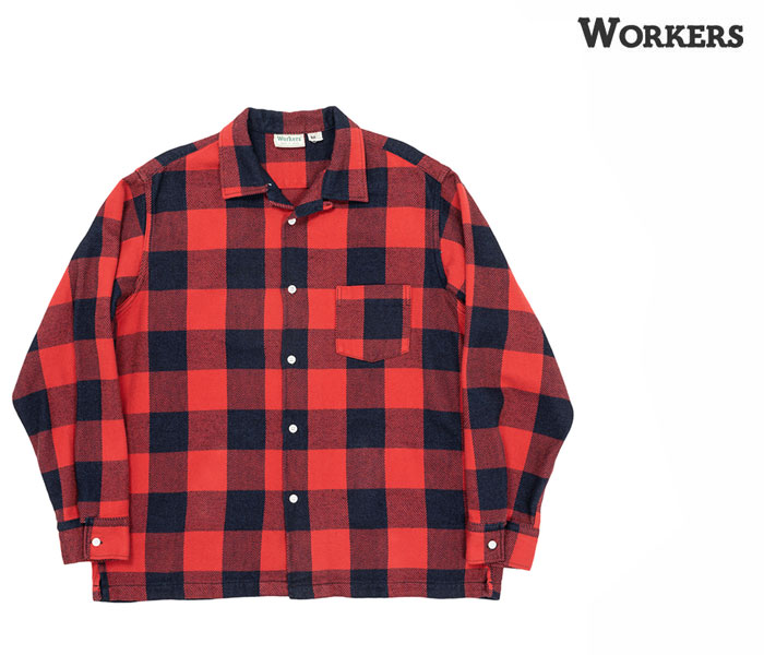 ワーカーズ WORKERS フランネル オープンカラー シャツ ワーカーズ WORKERS フランネル オープンカラー シャツ